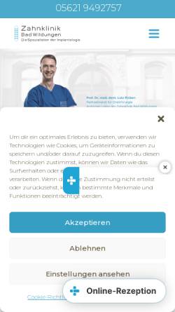 Vorschau der mobilen Webseite www.qualitaetszentrum-implantologie.de, Zahnklinik Bad Wildungen GmbH