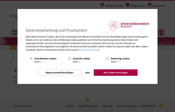 Vorschau von www.med.uni-rostock.de, Klinik und Polikliniken für Zahn-, Mund- und Kieferheilkunde Hans Moral