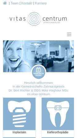 Vorschau der mobilen Webseite www.vitas-clinic.de, Vitas Clinic - Ästhetik und Zahnheilkunde GmbH & Co KG
