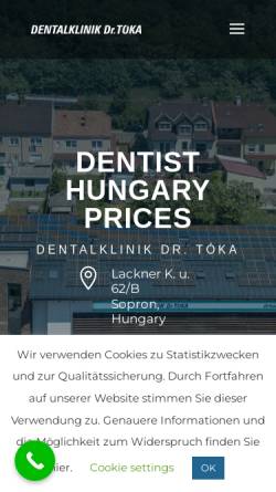 Vorschau der mobilen Webseite drtoka.com, Dentalklinik Dr. Tóka