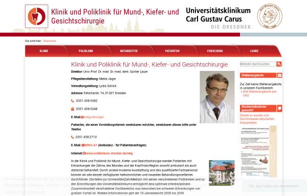Vorschau von www.uniklinikum-dresden.de, Klinik- und Poliklinik für Mund-, Kiefer- und Gesichtschirurgie der Universität Dresden