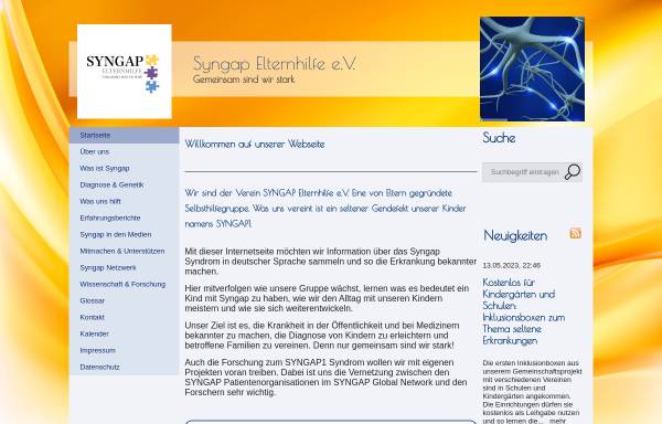 Vorschau von www.syngap.de, Syngap Elternhilfe