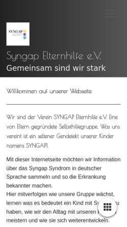 Vorschau der mobilen Webseite www.syngap.de, Syngap Elternhilfe