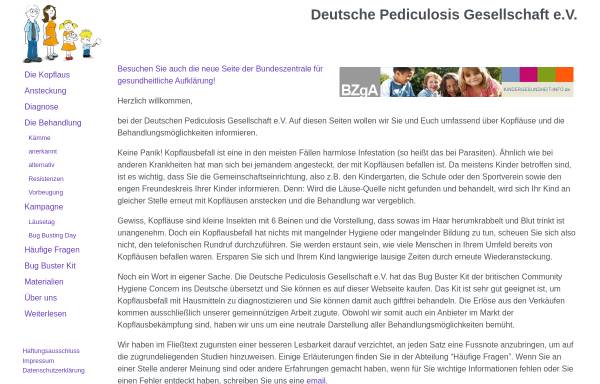 Vorschau von www.pediculosis-gesellschaft.de, Deutsche Pediculosis Gesellschaft e.V.