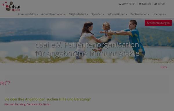 Vorschau von www.dsai.de, DSAI - Deutsche Selbsthilfe Angeborene Immundefekte e.V.