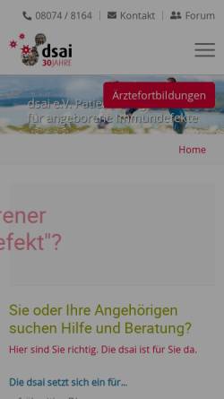 Vorschau der mobilen Webseite www.dsai.de, DSAI - Deutsche Selbsthilfe Angeborene Immundefekte e.V.
