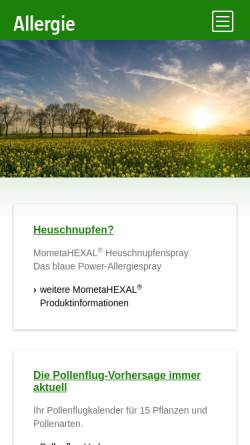 Vorschau der mobilen Webseite www.allergie.hexal.de, Allergie