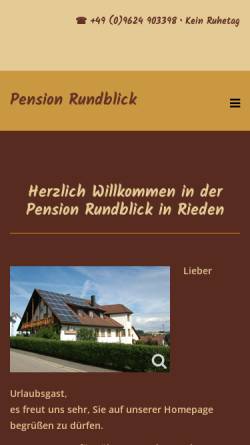 Vorschau der mobilen Webseite www.pension-rundblick.de, Pension Rundblick Familie Hentschel