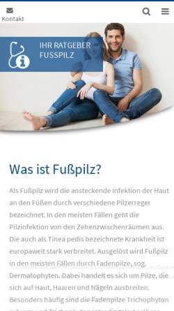 Vorschau der mobilen Webseite www.fusspilz.net, Ratgeber Fußpilz