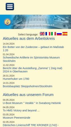 Vorschau der mobilen Webseite www.arbeitskreis-historischer-schiffbau.de, Arbeitskreis historischer Schiffbau e.V.