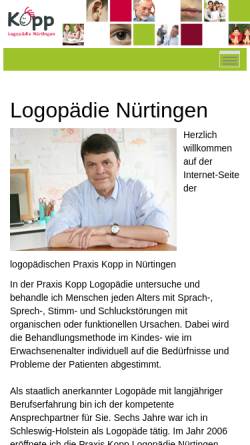 Vorschau der mobilen Webseite www.logopaedie-nuertingen.de, Kopp Logopädie Nürtingen