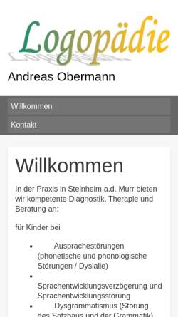 Vorschau der mobilen Webseite logopaedie-steinheim.de, Praxis für Logopädie Andreas Obermann