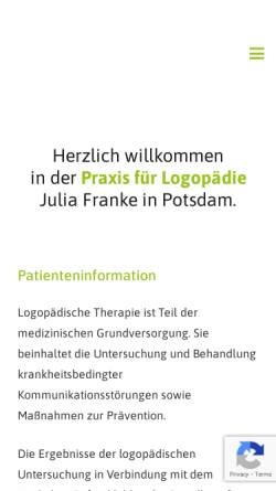 Vorschau der mobilen Webseite www.logopaediepraxis-potsdam.de, Praxis für Logopädie Julia Franke