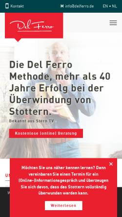 Vorschau der mobilen Webseite stottern-delferro.de, Del Ferro Methode GmbH