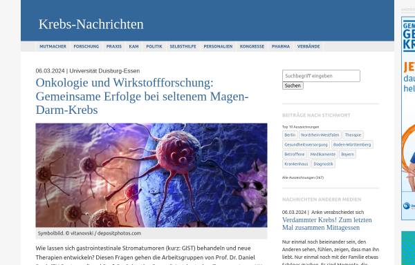 Vorschau von www.krebs-nachrichten.de, KrebsNachrichten