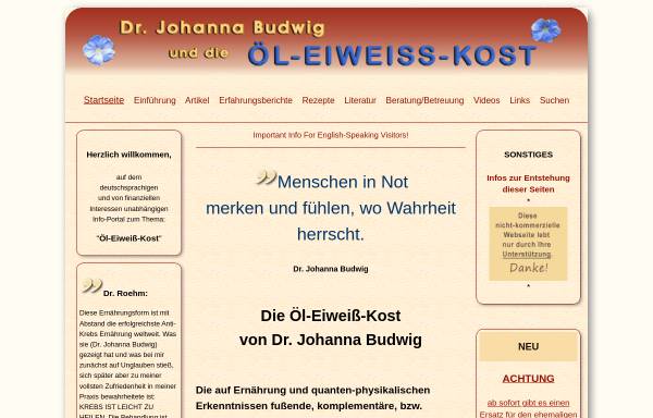 Vorschau von www.oel-eiweiss-kost.de, Die Öl-Eiweiß-Kost nach Dr. Johanna Budwig