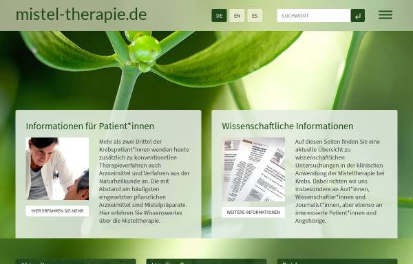 Vorschau von www.mistel-therapie.de, Die Mistel - Heilpflanze in der Krebstherapie