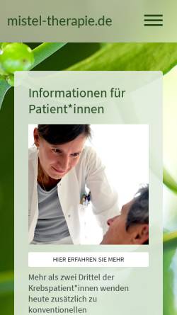 Vorschau der mobilen Webseite www.mistel-therapie.de, Die Mistel - Heilpflanze in der Krebstherapie