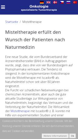 Vorschau der mobilen Webseite surgicaloncology.de, Studie zur Misteltherapie - Dr. med. Herwart Müller