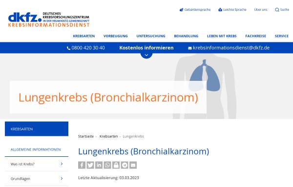 Vorschau von www.krebsinformationsdienst.de, Lungenkrebs: Information für Patienten und ihre Angehörigen