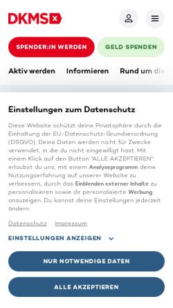 Vorschau der mobilen Webseite www.dkms.de, Deutsche Knochenmarkspenderdatei (DKMS)