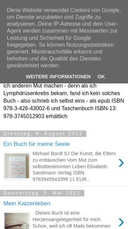 Vorschau der mobilen Webseite meinkrebsheisstleben.blogspot.com, Mein Krebs heisst Leben