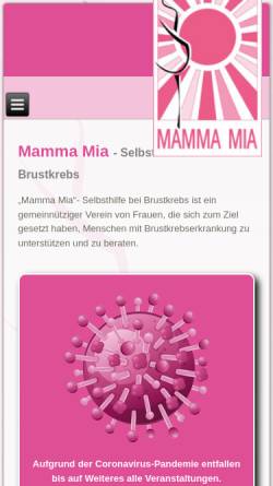 Vorschau der mobilen Webseite www.mammamia.or.at, Mamma Mia - Selbsthilfe bei Brustkrebs
