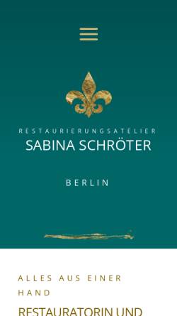 Vorschau der mobilen Webseite www.restaurieren-vergolden.de, Restaurierungsatelier Sabina Schröter