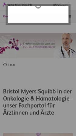 Vorschau der mobilen Webseite www.bms-onkologie.de, Onkologie - Bristol-Meyers Squibb