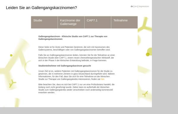 Vorschau von gallengangskarzinom.eu, Gallengangskarzinom - Studie zur Therapie mit CAP7.1