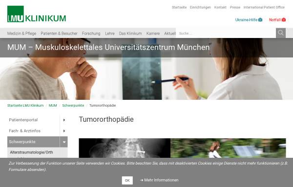 Vorschau von www.tumororthopaedie.org, Tumororthopädie - Klinik für Orthopädie der Universität München