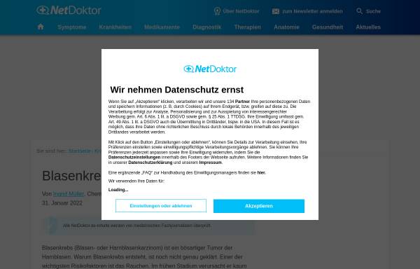Vorschau von www.netdoktor.de, Netdoctor.de: Blasenkrebs