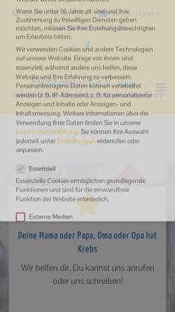 Vorschau der mobilen Webseite www.kinder-krebskranker-eltern.de, Kinder krebskranker Eltern
