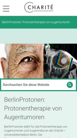 Vorschau der mobilen Webseite www.berlinprotonen.de, BerlinProtonen - Kompetenzzentrum für Augentumore der Charite