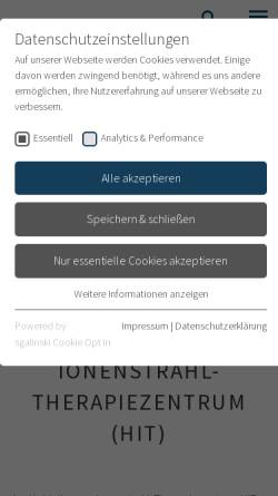 Vorschau der mobilen Webseite www.klinikum.uni-heidelberg.de, Heidelberger Ionenstrahl-Therapiezentrum (HIT)
