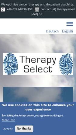 Vorschau der mobilen Webseite www.therapyselect.de, TherapySelect