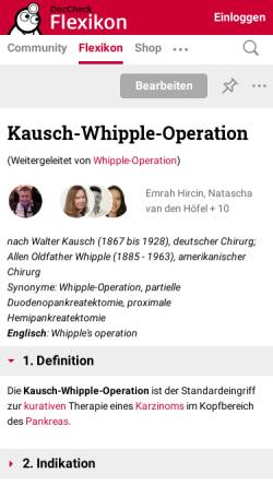 Vorschau der mobilen Webseite flexikon.doccheck.com, Kausch-Whipple-Operation bei DocCheck Flexikon