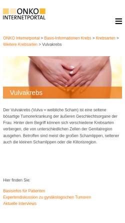 Vorschau der mobilen Webseite www.krebsgesellschaft.de, Vulvakrebs