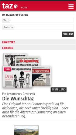 Vorschau der mobilen Webseite taz.de, Taz.de: Der Sinn eines Menschen