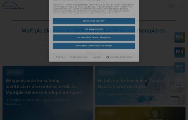 Vorschau von www.kompetenznetz-multiplesklerose.de, Krankheitsbezogenes Kompetenznetz Multiple Sklerose