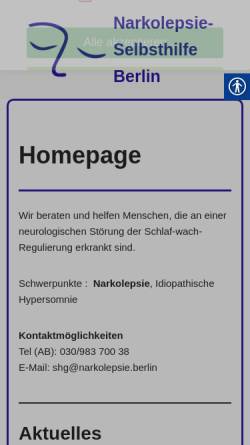 Vorschau der mobilen Webseite www.narkolepsie.berlin, Narkolepsie-Selbsthilfe Berlin und Umland