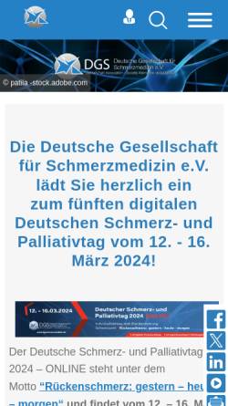 Vorschau der mobilen Webseite www.dgschmerzmedizin.de, Deutsche Gesellschaft für Schmerzmedizin e.V.