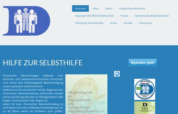 Vorschau von www.dialyse-selbsthilfe.com, Hilfsgemeinschaft der Dialysepatienten und Transplantierten Regensburg/Straubing e.V.