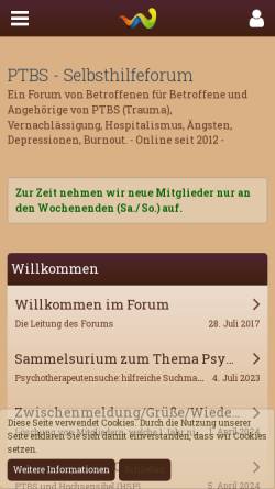 Vorschau der mobilen Webseite ptbs-selbsthilfeforum.de, PTBS, Angst + Depression - Das Selbsthilfeforum