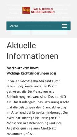 Vorschau der mobilen Webseite www.autismus-niedersachsen.de, Landesarbeitsgemeinschaft Autismus Niedersachsen