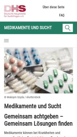 Vorschau der mobilen Webseite www.medikamente-und-sucht.de, Medikamente und Sucht