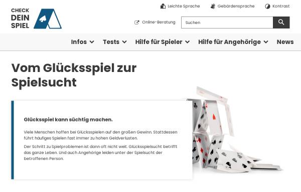 Vorschau von www.spielen-mit-verantwortung.de, Glücksspielsucht
