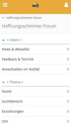 Vorschau der mobilen Webseite www.hoffnungsschimmer-forum.de, Hoffnungsschimmer-Forum