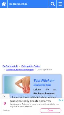 Vorschau der mobilen Webseite www.dr-gumpert.de, Dr. Gumpert: LWS-Syndrom