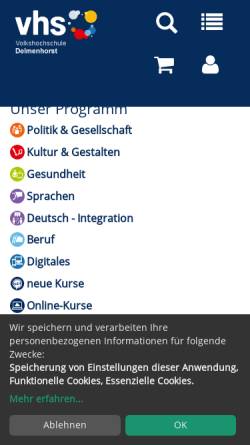 Vorschau der mobilen Webseite www.vhs-delmenhorst.de, Volkshochschule Delmenhorst (VHS)